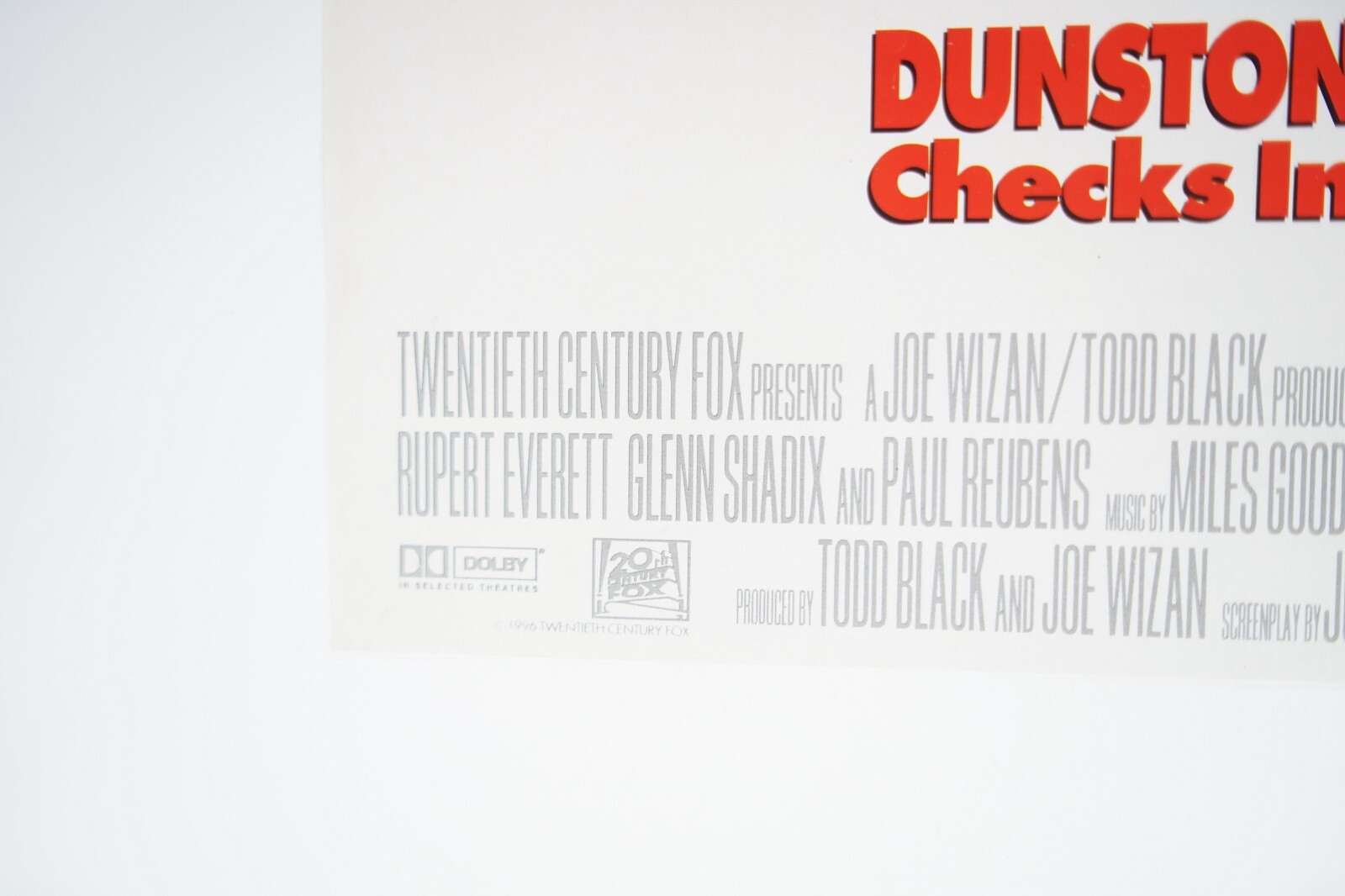 DUNSTON CHECKS IN Original CRO movie poster 1996 JASON ALEXANDER, FAYE DUNAWAY