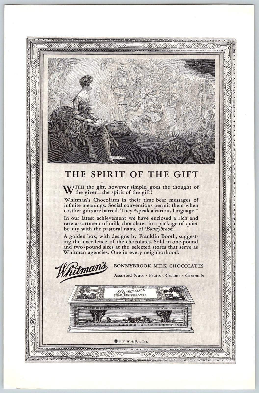 WHITMAN’S CHOCOLATE ANCIENT SPIRITS GHOST Vtg. 6.5″x10″ Magazine Ad 1920’s M750