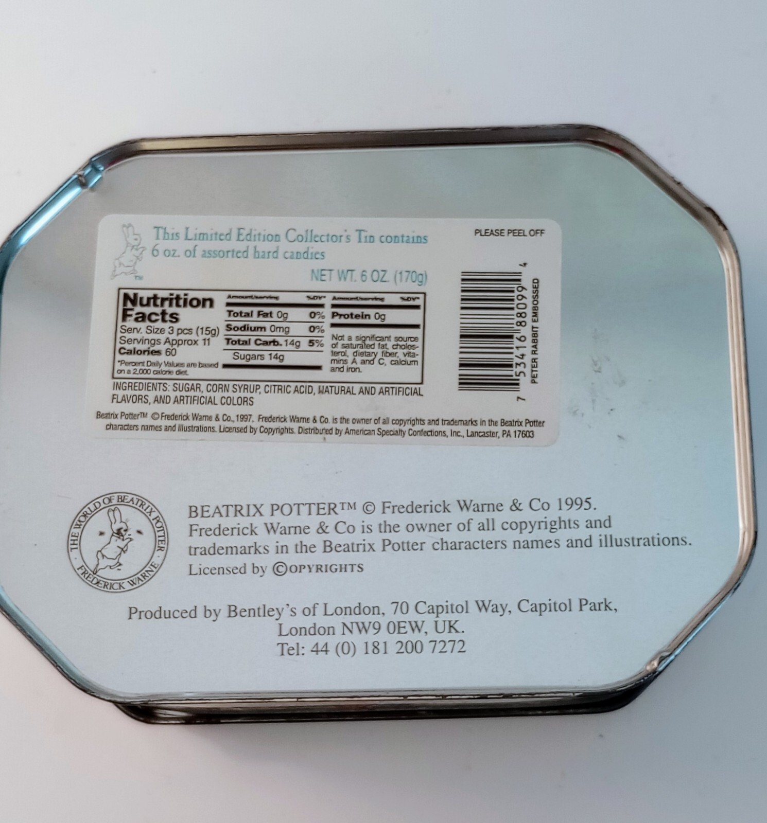 Beatrix Potter Cookie Tin 1995