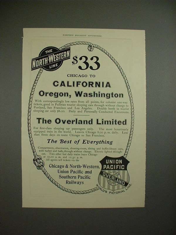 1903 Union Pacific / North-Western Line Railroad Ad