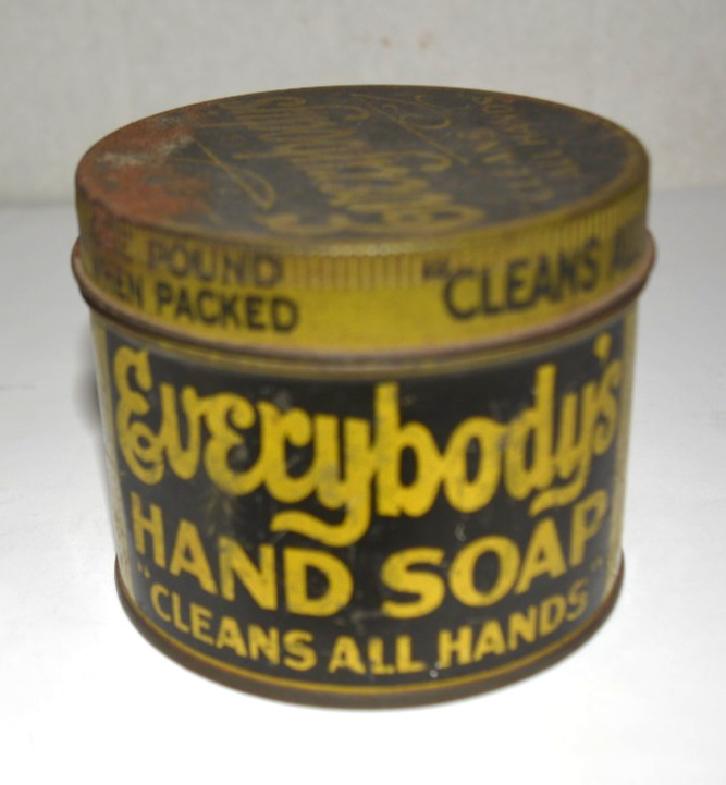 Vintage 1920’s 1 Pound Everybody’s Hand Soap Cleans All Hands Tin Can With Lid