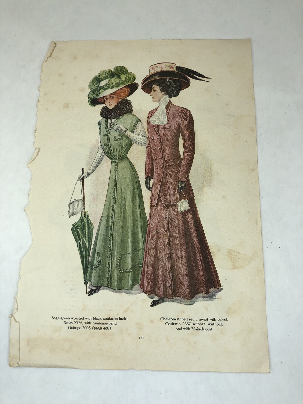 1908 McCall’s Magazine Clippings lot of 6 Pages of Women’s & Children’s Fashions