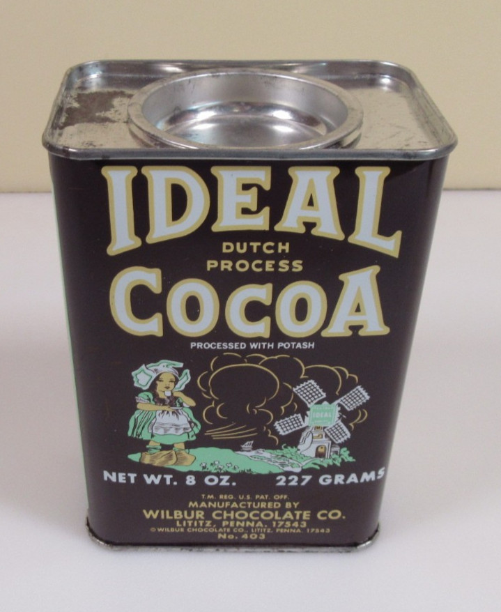 Ideal Dutch Process Cocoa Tin, LITITZ, PA. – Wilbur Chocolate Co. Full 8 OZ