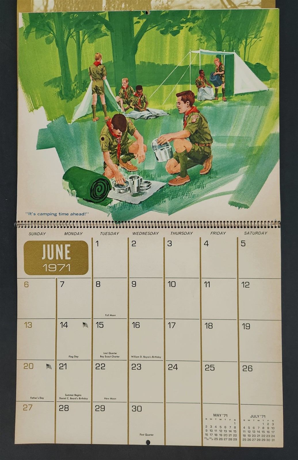19471 vintage CALENDAR berwyn il BOY SCOUTS bsa norman rockwell RIDGELAND BANK