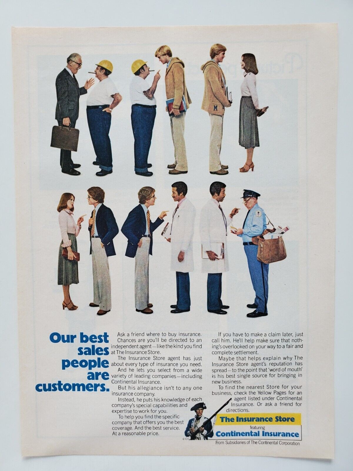 Continental Insurance Company Minute Man Pass the Word 1978 Vintage Print Ad