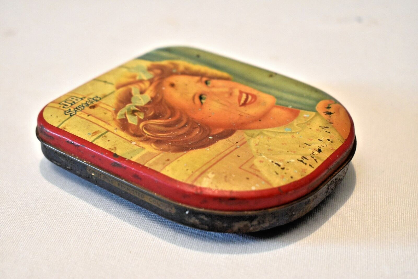 Vintage J.B. Mangharam Sweets Advertising Tin Box Girl Illustration India Collec