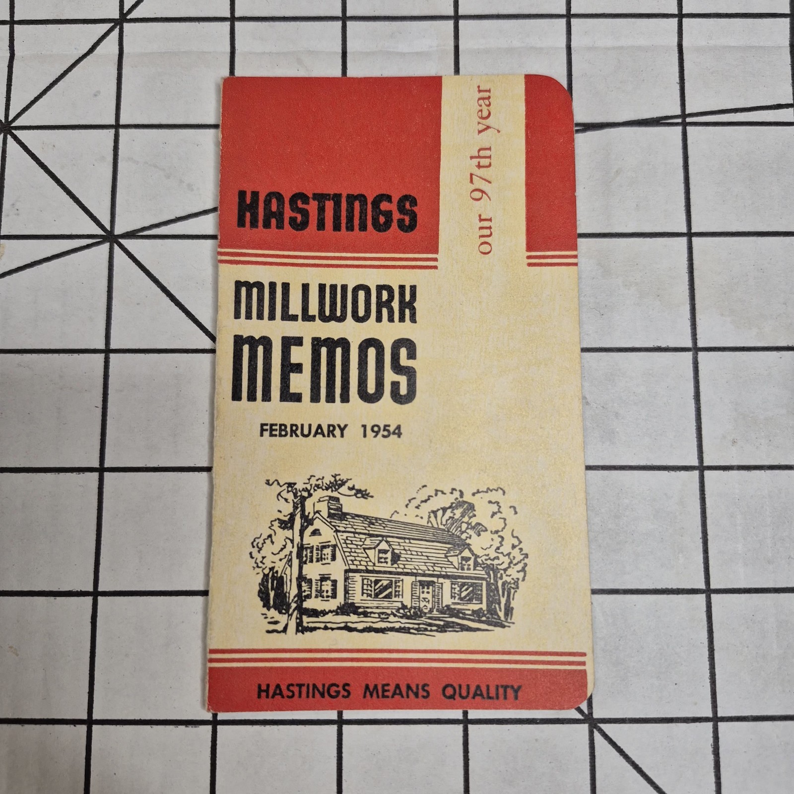 Vintage 1954 Hastings Millwork Memos Pocket Calendar Formica Memo Book