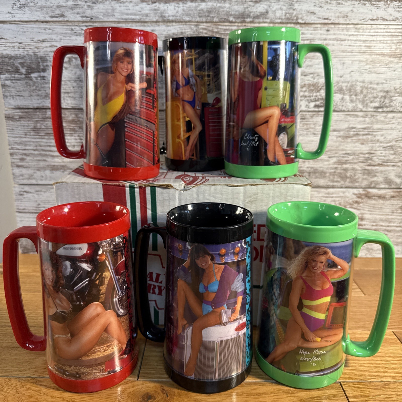 SNAP ON TOOLS 1991 Thermo Serv Insulated Mug Cup Set of 6 Toolmates Collection