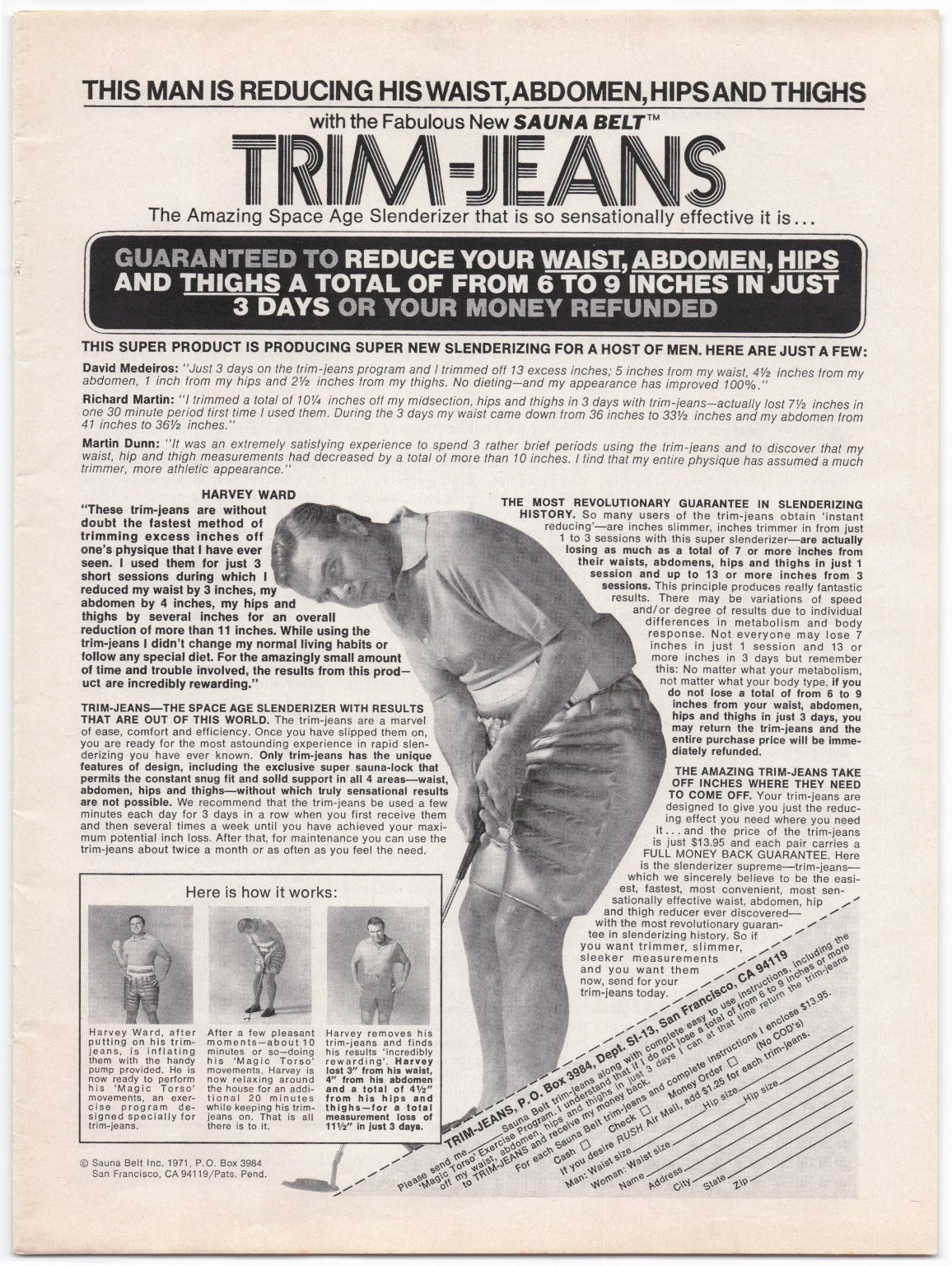 Trim-Jeans Magazine Ad 1971 Sauna Belt Weight Loss Vintage