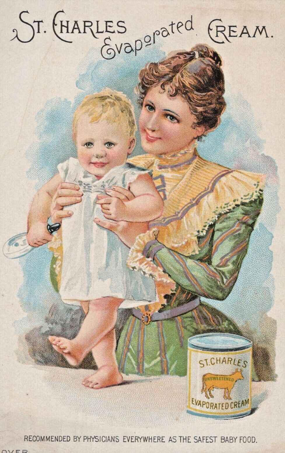 St Charles Evaporated Cream Victorian Trade Card 1880s Baby Food A3hh