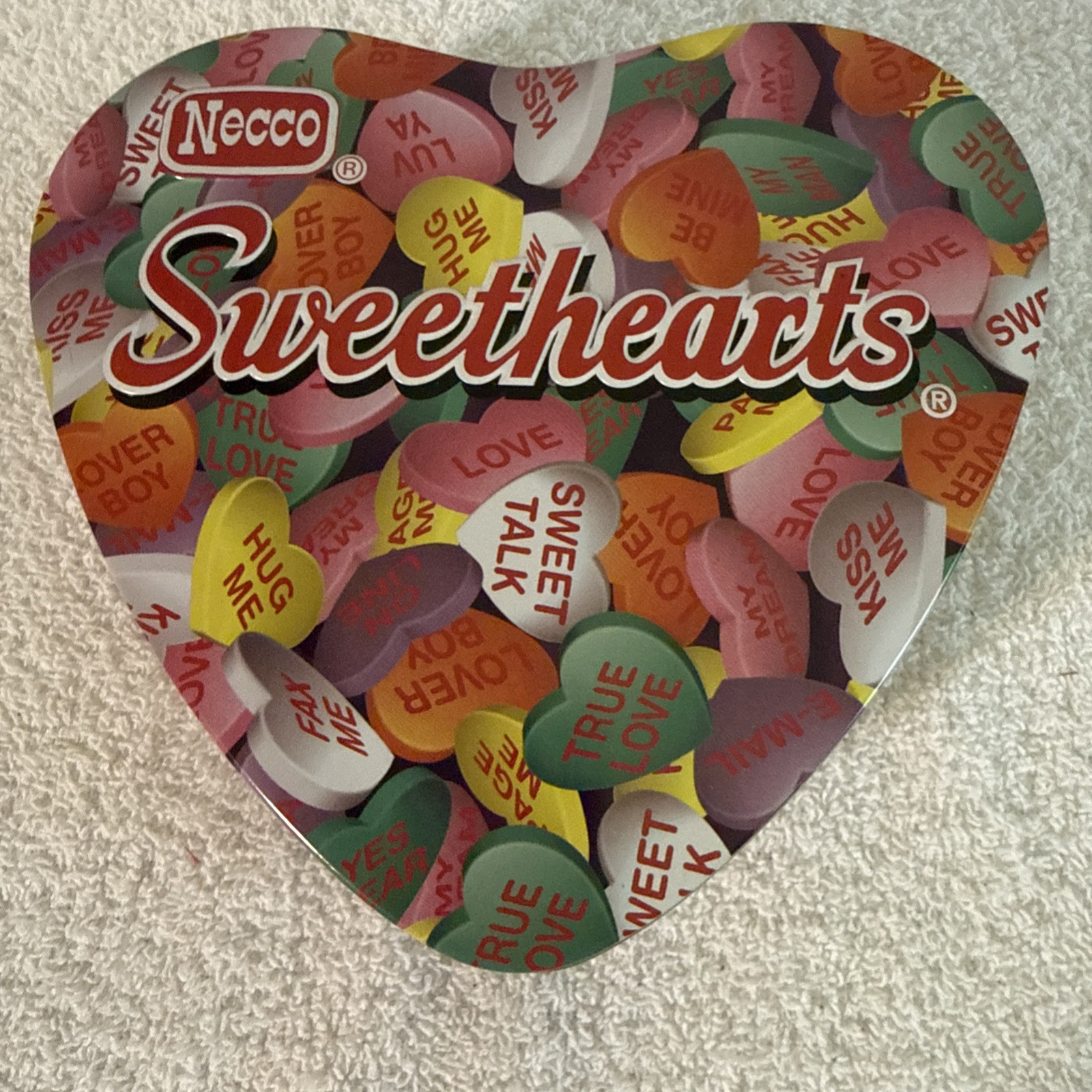 Vintage Necco Sweethearts Heart Tin Candy Box Valentine Nostalgia Decor