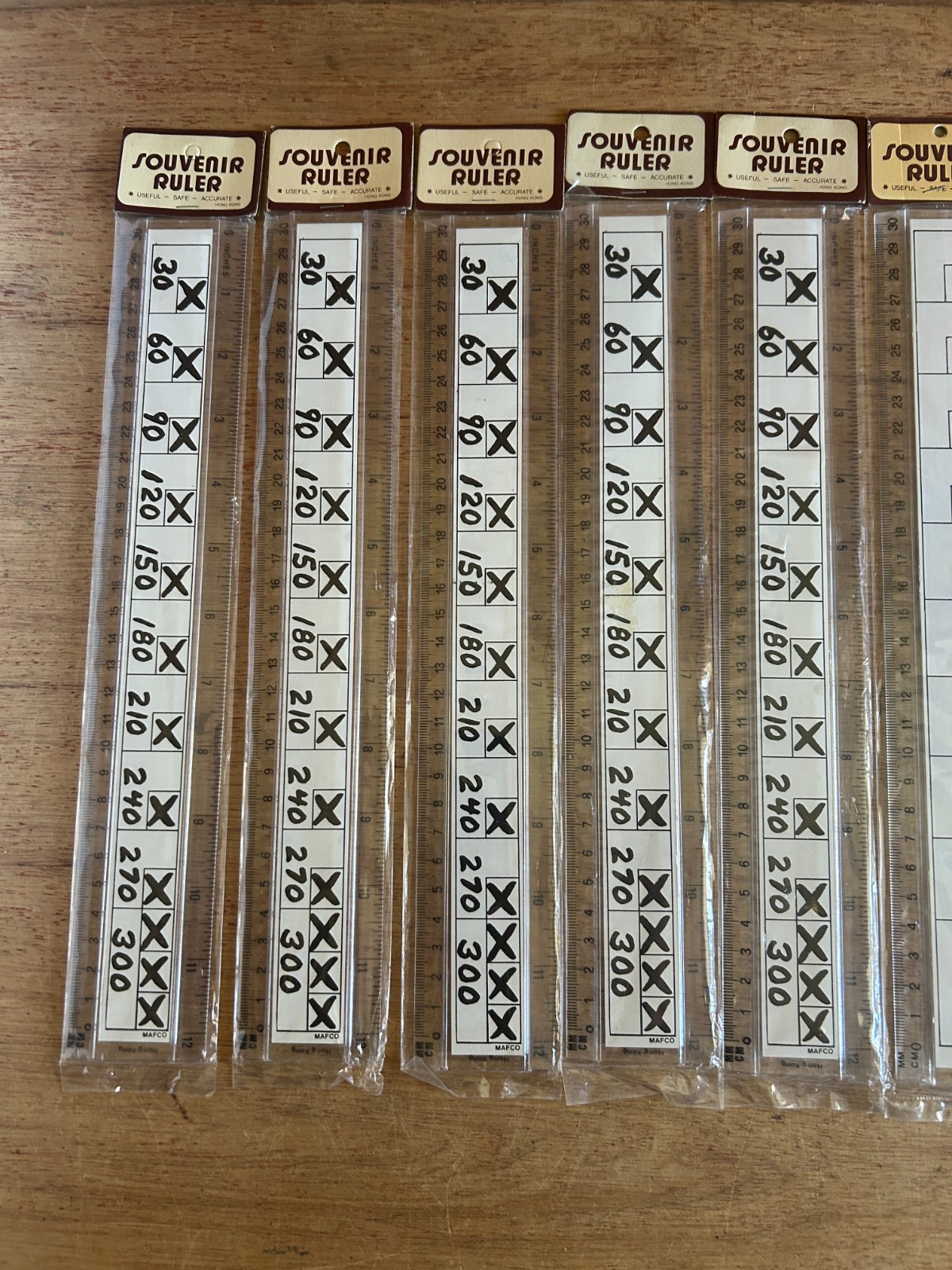 Bowling 12″ Ruler 300 Game Score Card Vintage Lot Of 9 MAFCO Hong Kong Plastic