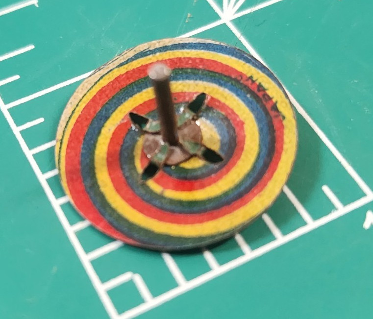 Vintage 30-40s Cracker Jack Metal Spinning Top Prize Single Toy Premium JAPAN