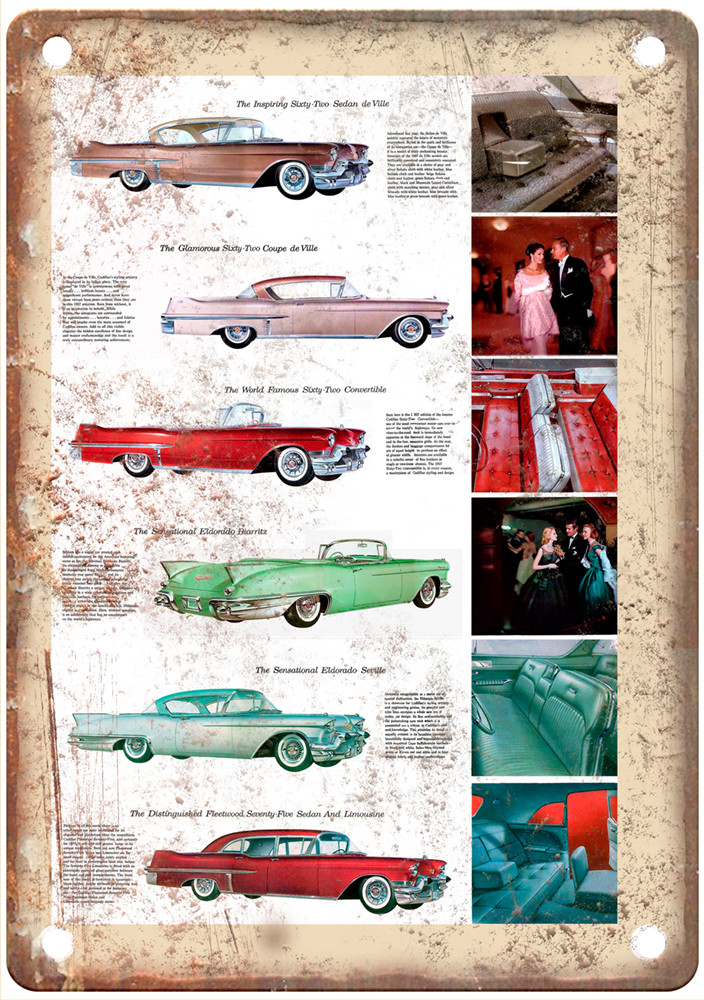 1957 Cadillac Vintage Auto Ad Retro Look Reproduction Metal Sign A14982
