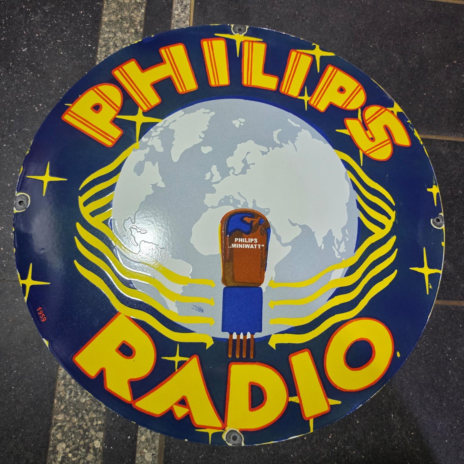 PHILIPS RADIO PORCELAIN ENAMEL SIGN 29 X 29 INCHES