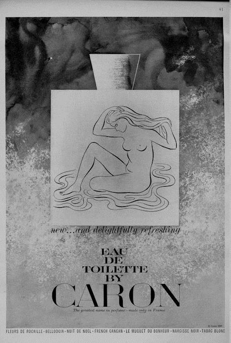 1960 Caron Eau de Toilette PRINT AD