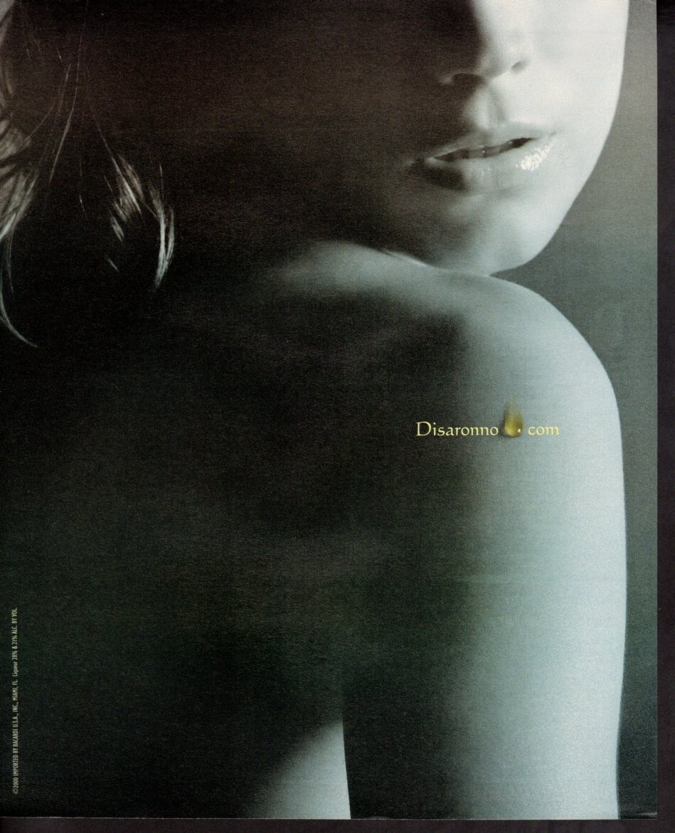 Vintage print ad advertisement alcohol Disaronno just a drop Lady shoulder 2000