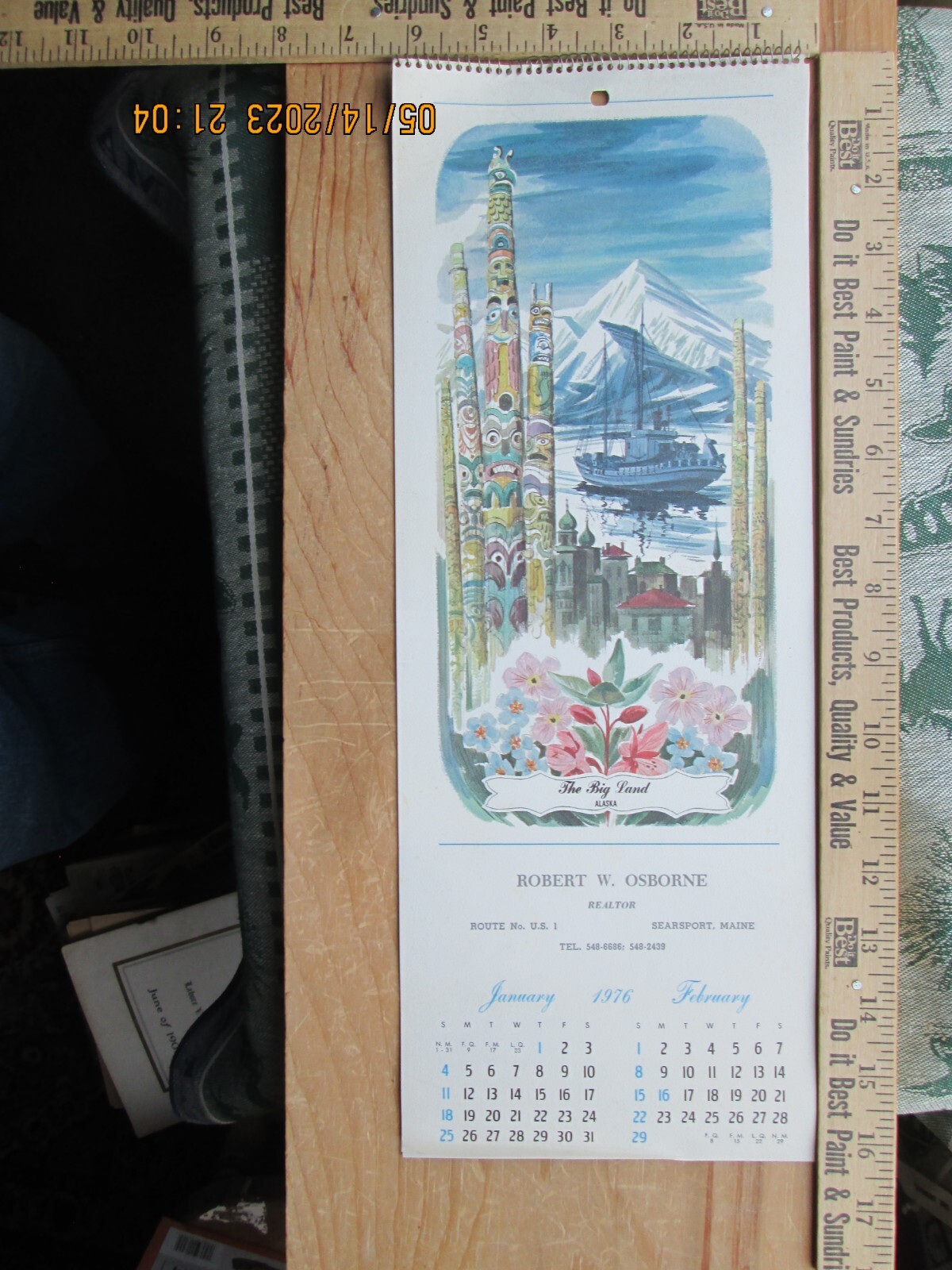 Robert W Osborne real estate Searsport Maine calendar 1976