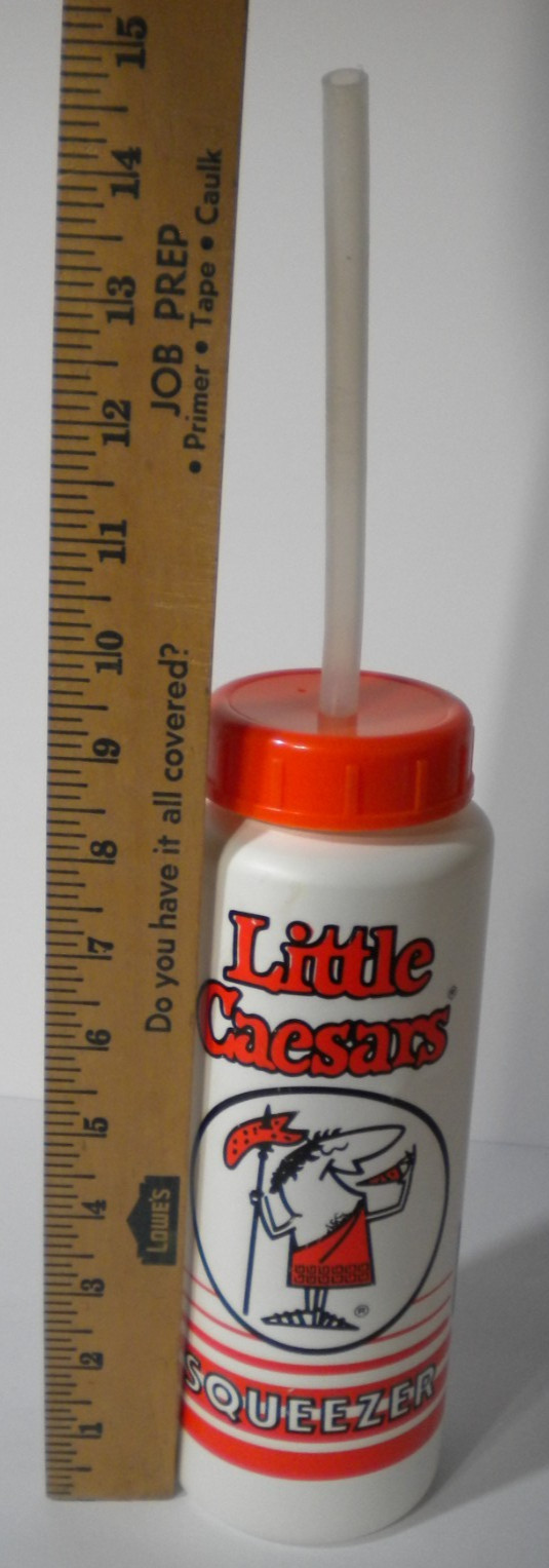 VTG Little Caesars Squeezer Water Bottle 90s 80s Pizza Promo Mascot Advertising