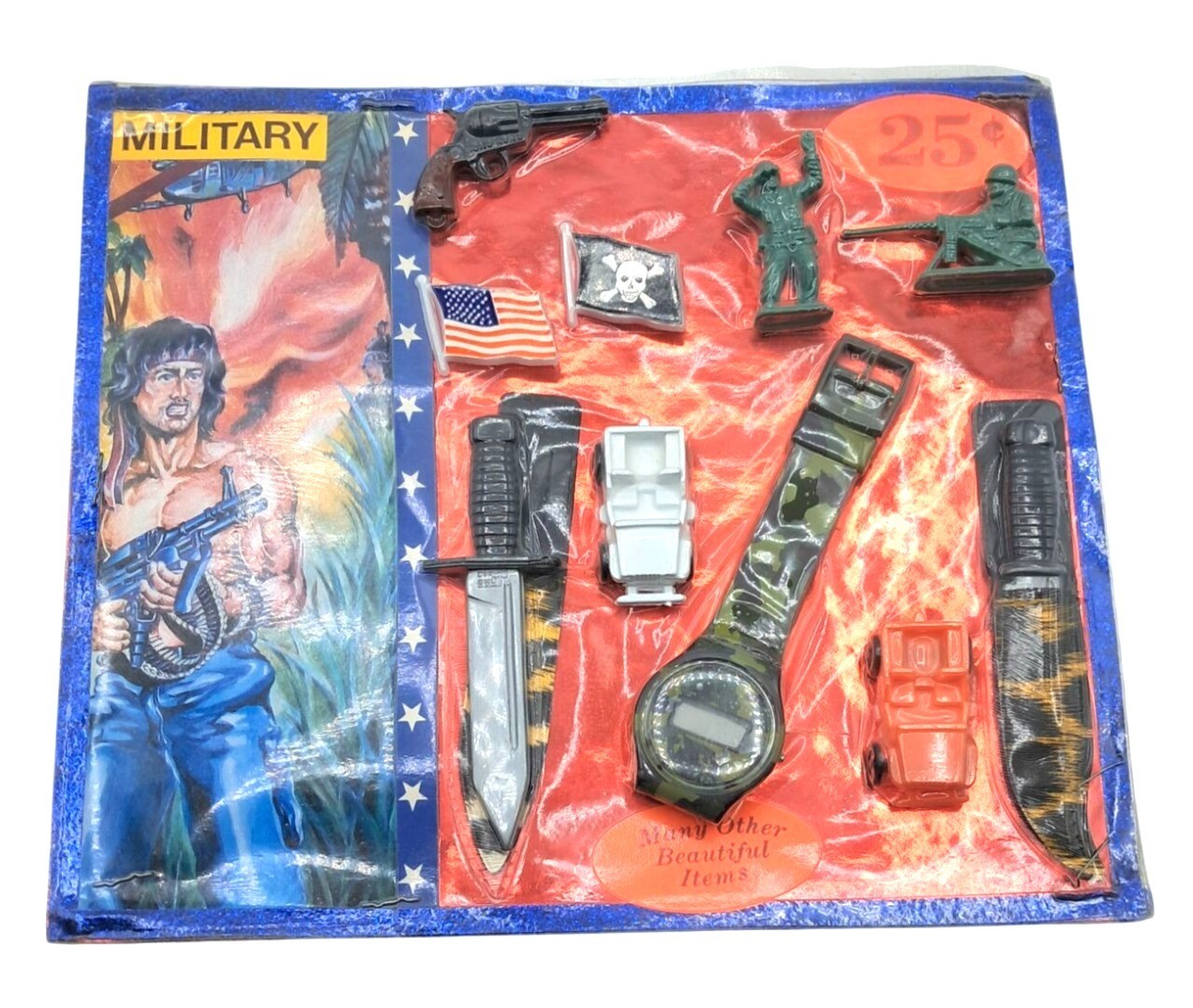 Vintage Military Themed 80s Gumball Machine Header/Topper Card w/ Prizes