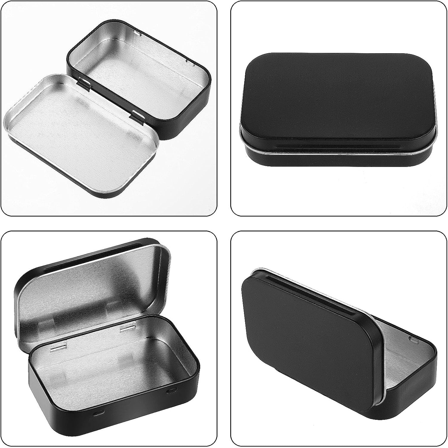 3Pcs Rectangular Small Tins with Lids Tin Boxes Tins Container Metal Empty Hinge