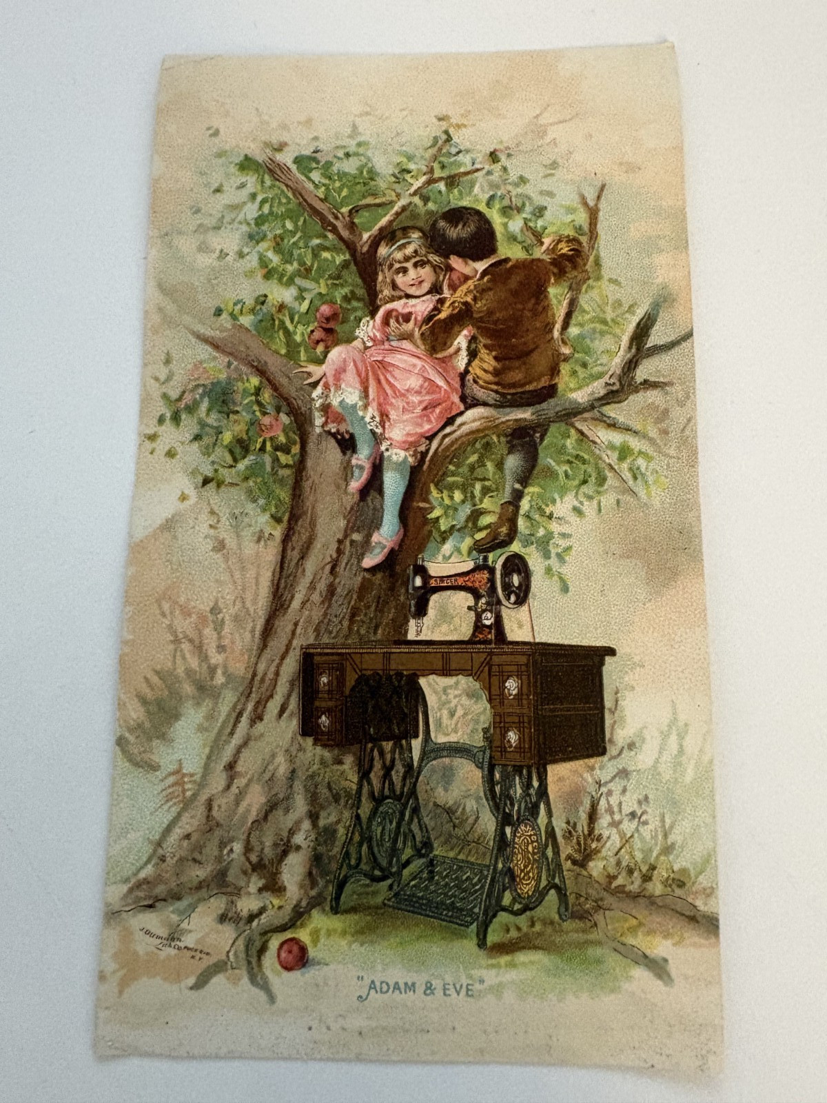 Singer Sewing Machine ADAM & EVE Harrisburg PA Vict Card c1880s