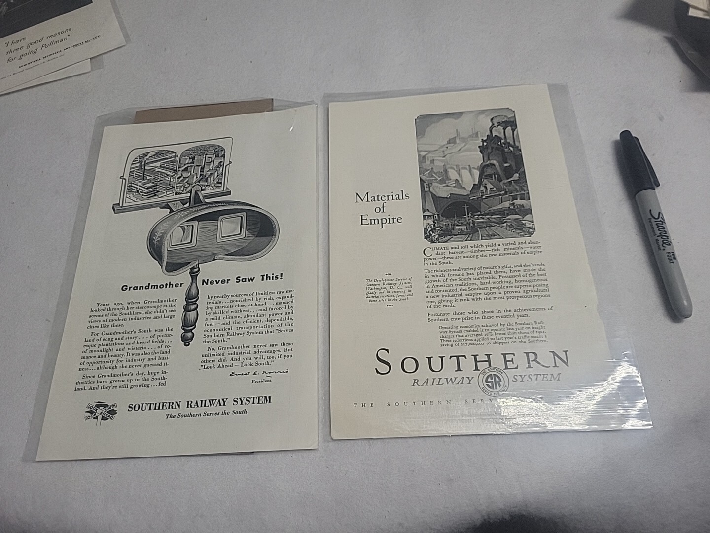 Vtg Print Ad Lot Southern Railway System Train Frieght Serves South 1930