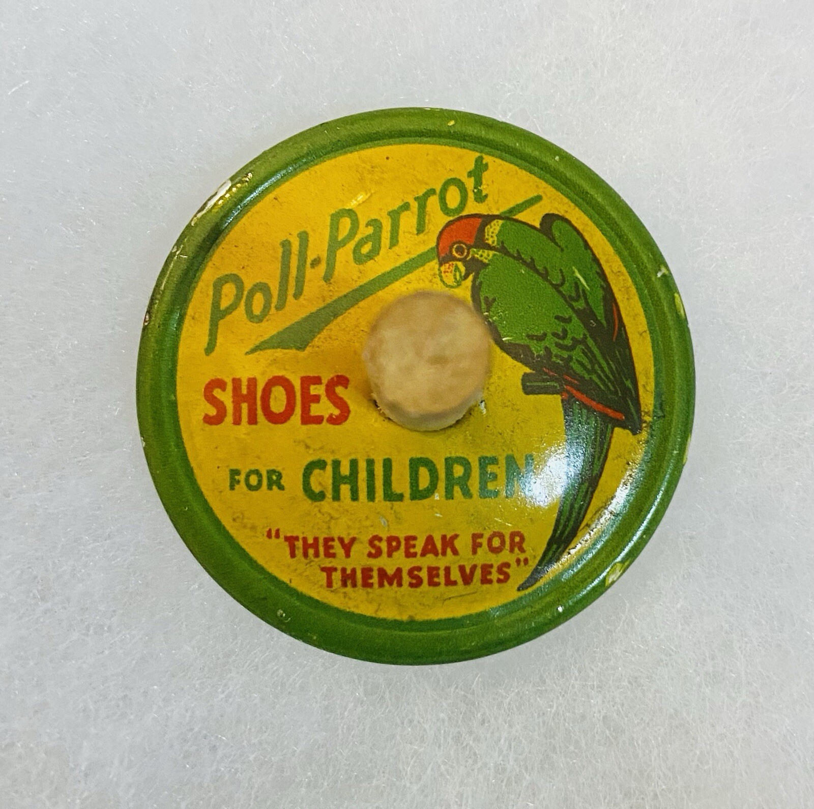 VINTAGE Rare 1920’s Poll Parrot Star Brand Shoes Advertising Tin Litho Spin Top