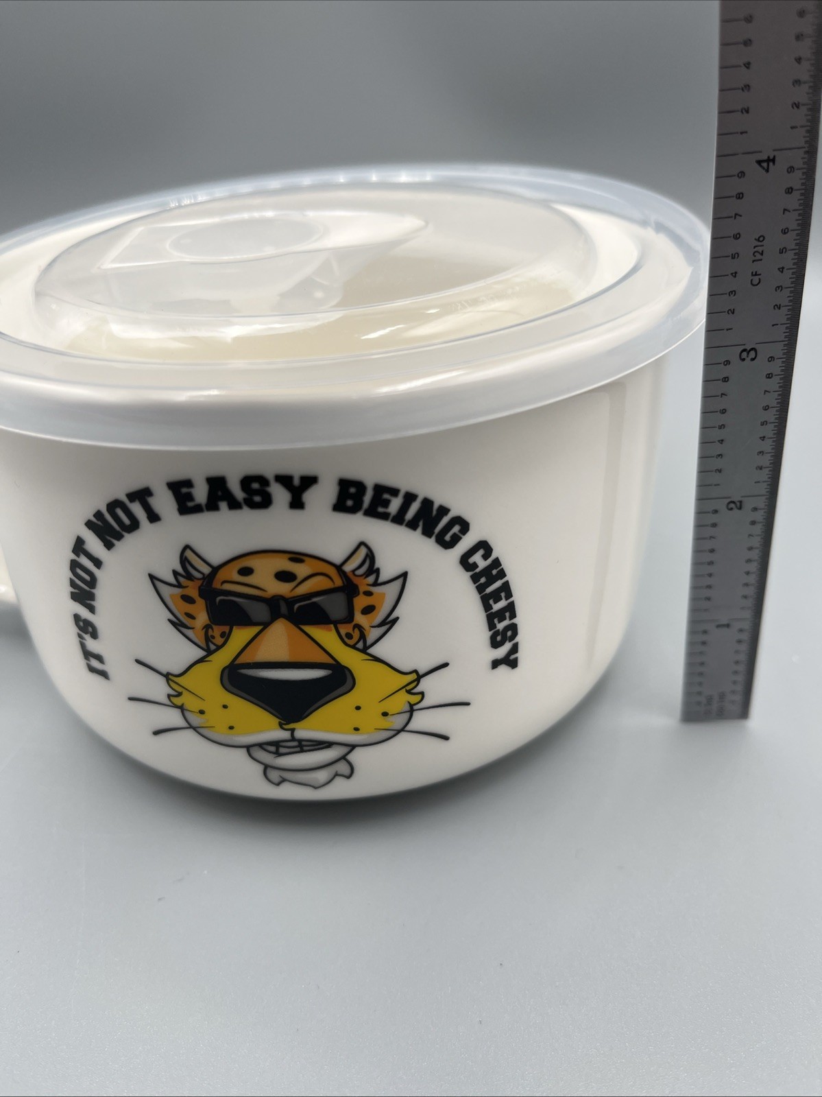 Cheetos Pepsi Co It’s Not Easy Being Cheesy Ceramic Lidded w/Vent Soup Bowl Cup
