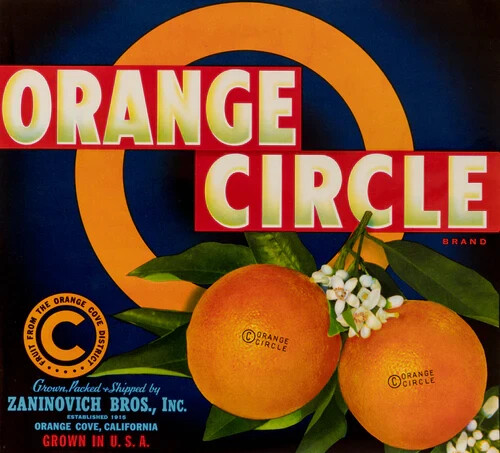 Orange Circle Brand Citrus Fruit Crate Label Orange Cove California Art Print