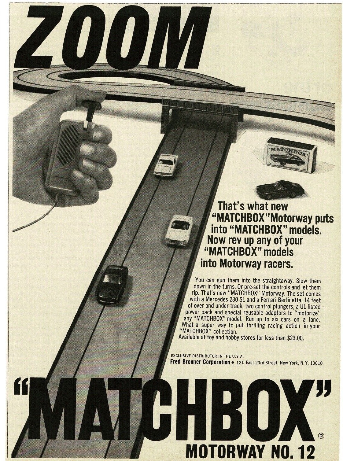 1968 MATCHBOX Motorway Slot Cars Vintage Print Ad