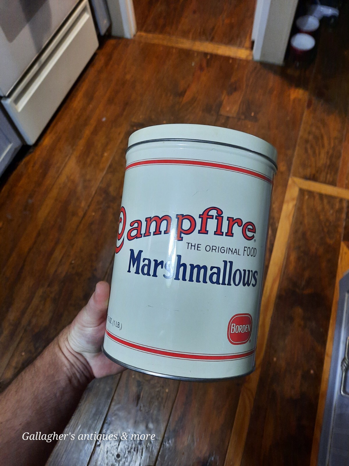 Clean Vintage Campfire Marshmallow Replica Tin Borden 1 Pound Can
