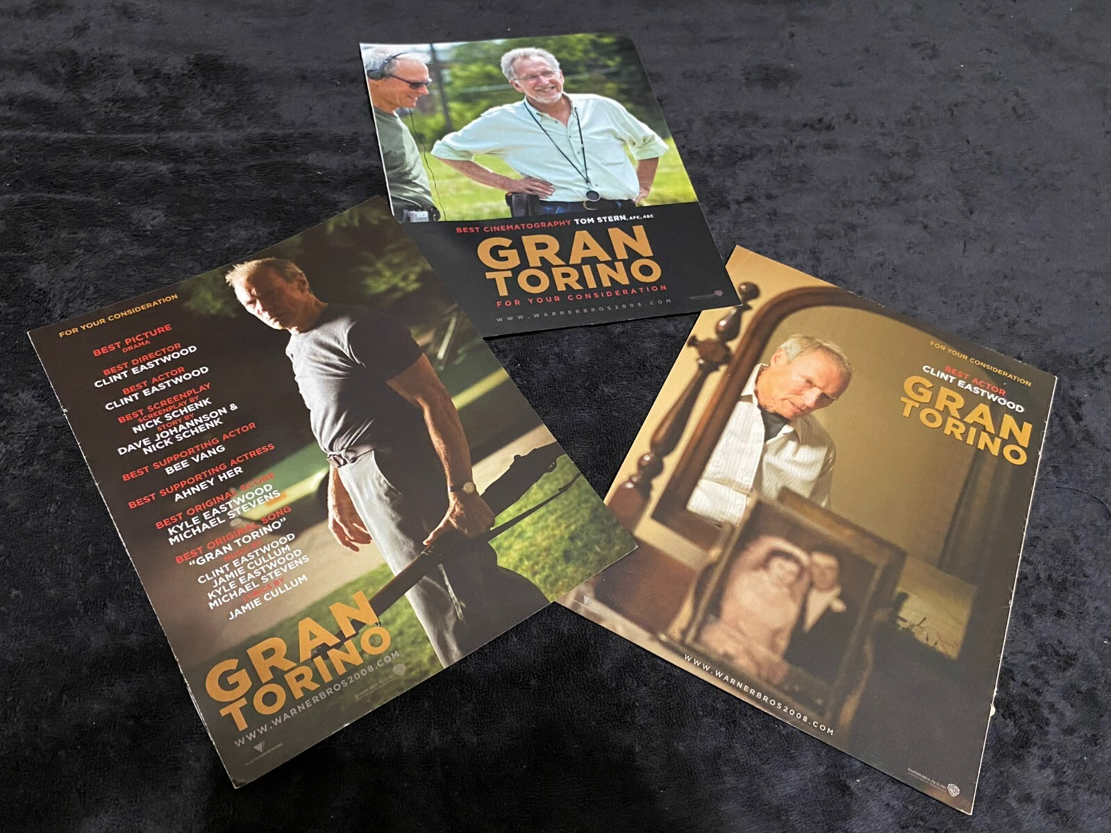 GRAN TORINO three Oscar ads with wedding photo & rifle, Clint Eastwood as Walt