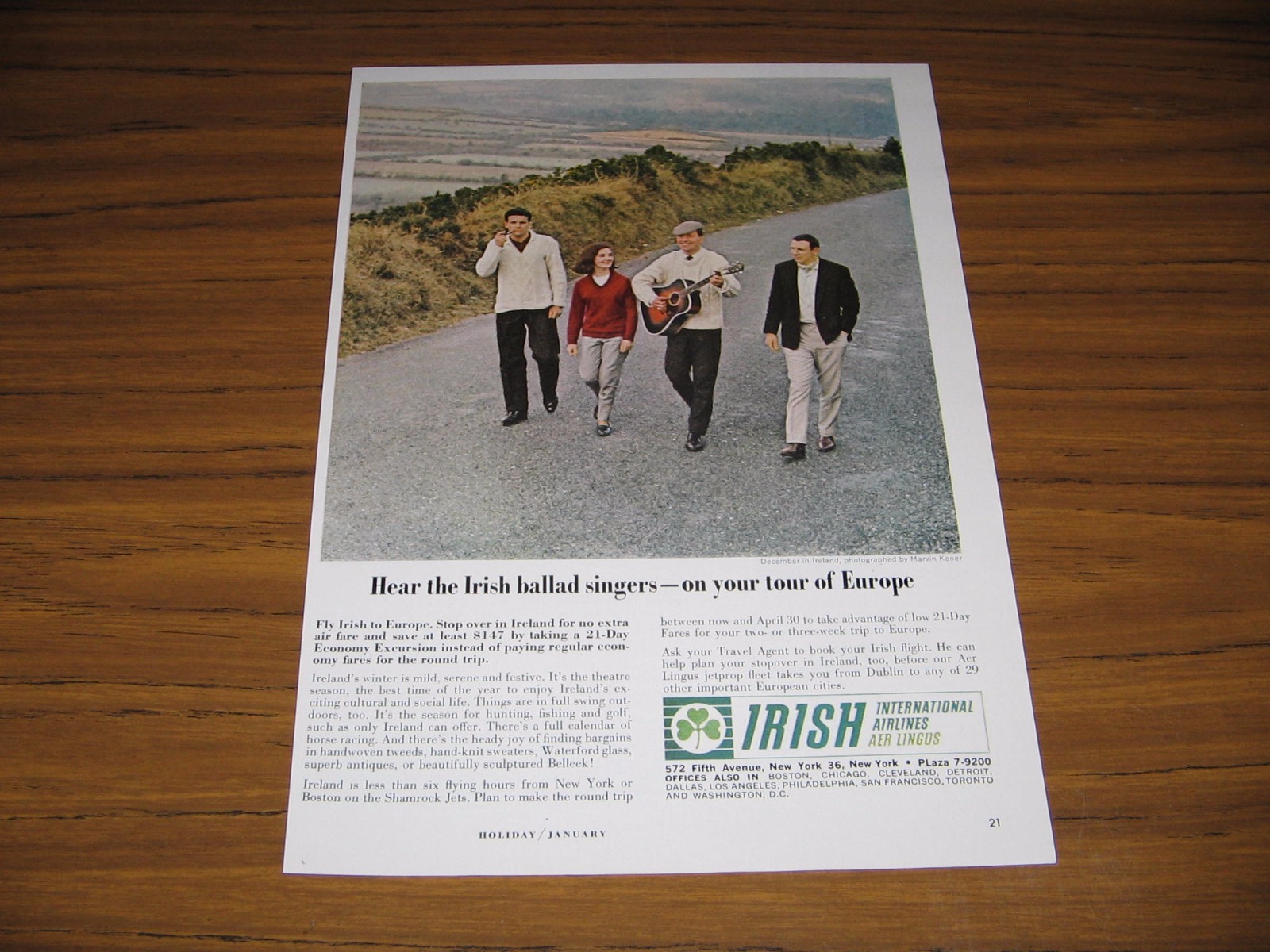 1964 Print Ad Irish International Airlines Ballad Singers in Ireland