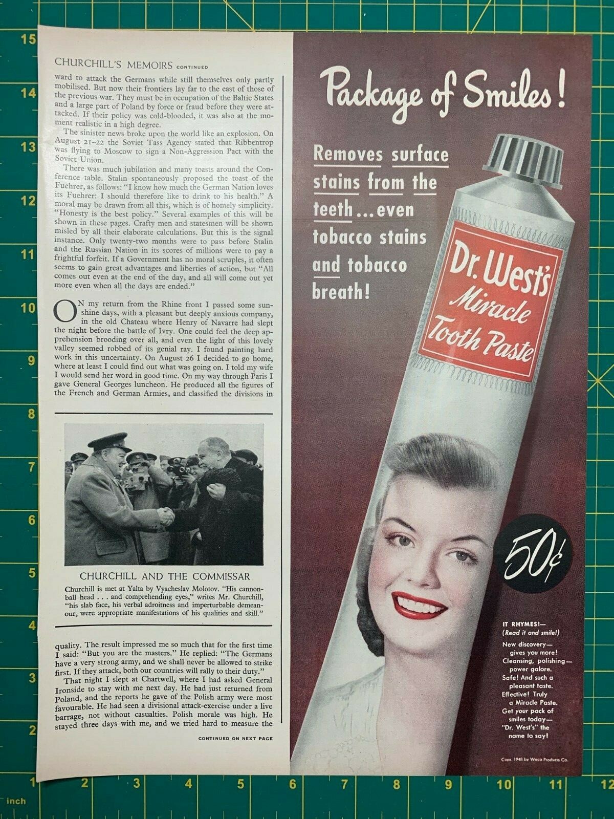1948 Dr West’s Miracle Tooth Paste Package of Smiles! Dentist Vintage Print Ad