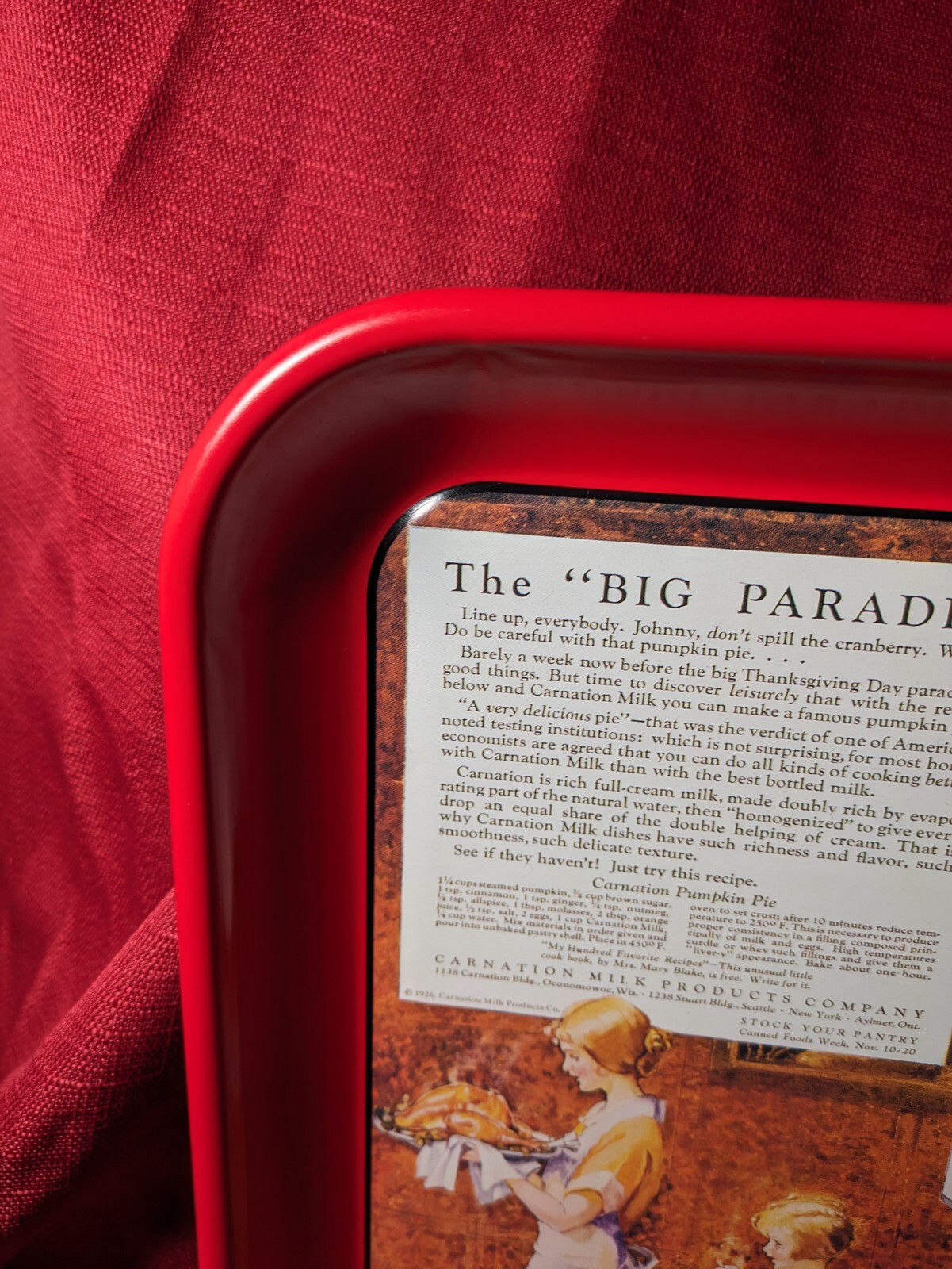 Carnation Milk Metal Advertising Tray 10 1/2″ X 13″ – The Big Parade #3 of 4