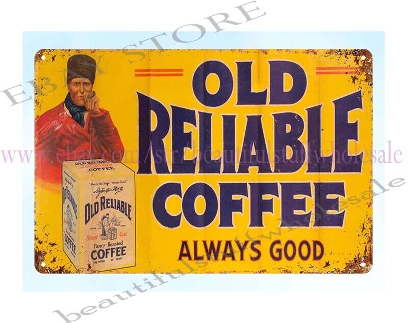 modern kitchen wall decor ideas OLD RELIABLE COFFEE metal tin sign