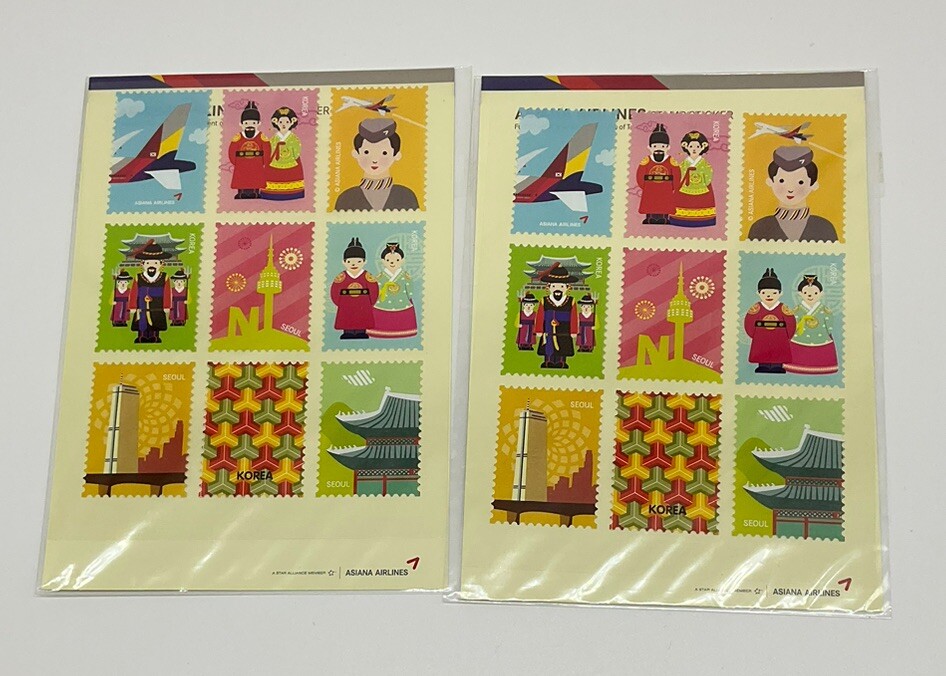 Asiana Airlines Promotional 2 Notepads Asiana 380, 2 Notepads, 2 Stamp Stickers