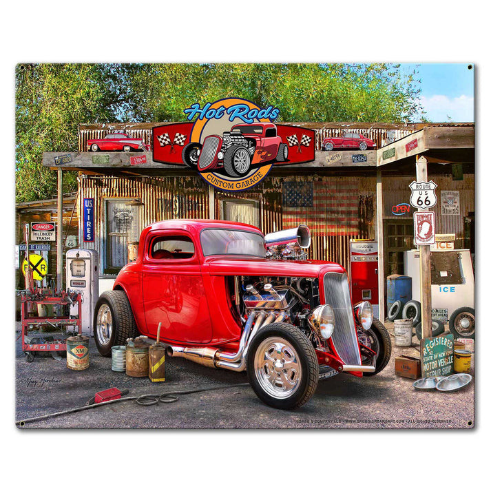 Hot Rod Metal Sign 30in X24in
