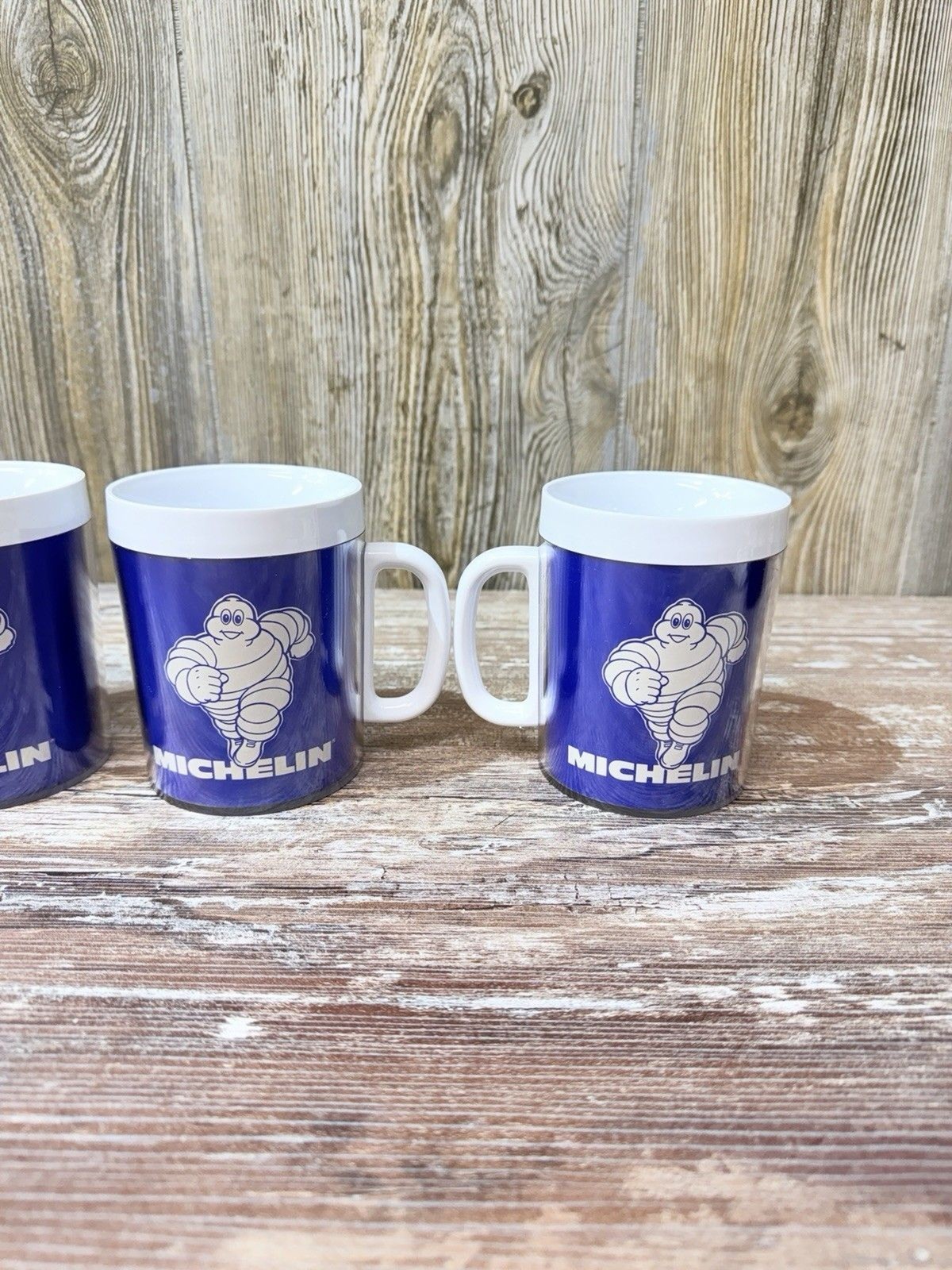 MICHELIN MAN Set of 4 1970’s Thermo Serv Plastic Coffee Mug 10oz USA New VTG