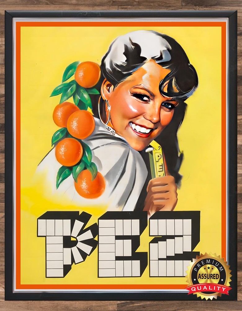 Pez – Orange – Restored – 1950s – Metal Sign 11 x 14