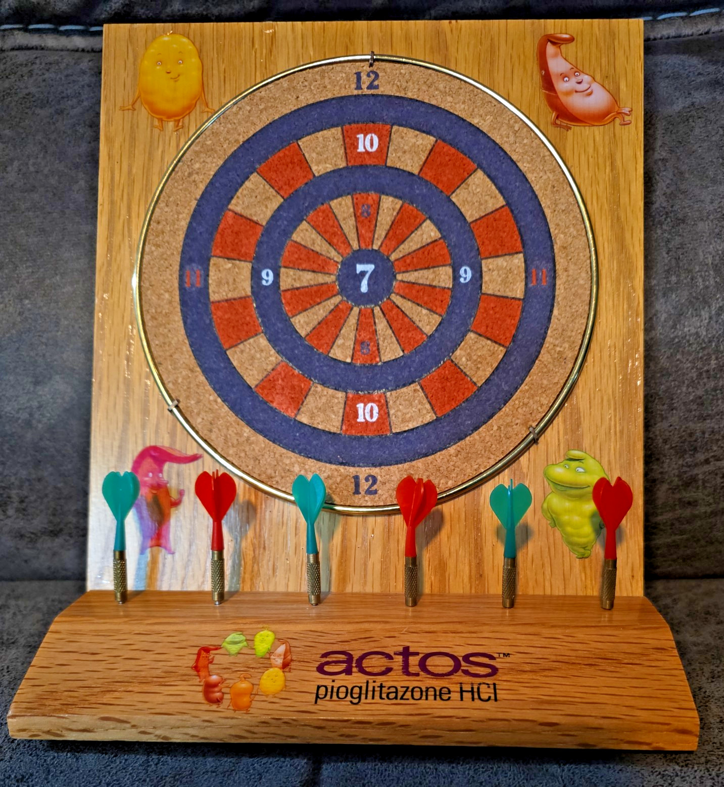 Vintage ACTOS Pioglitazone HCl Wood Magnetic Dart Game Drug Rep Promo Takeda