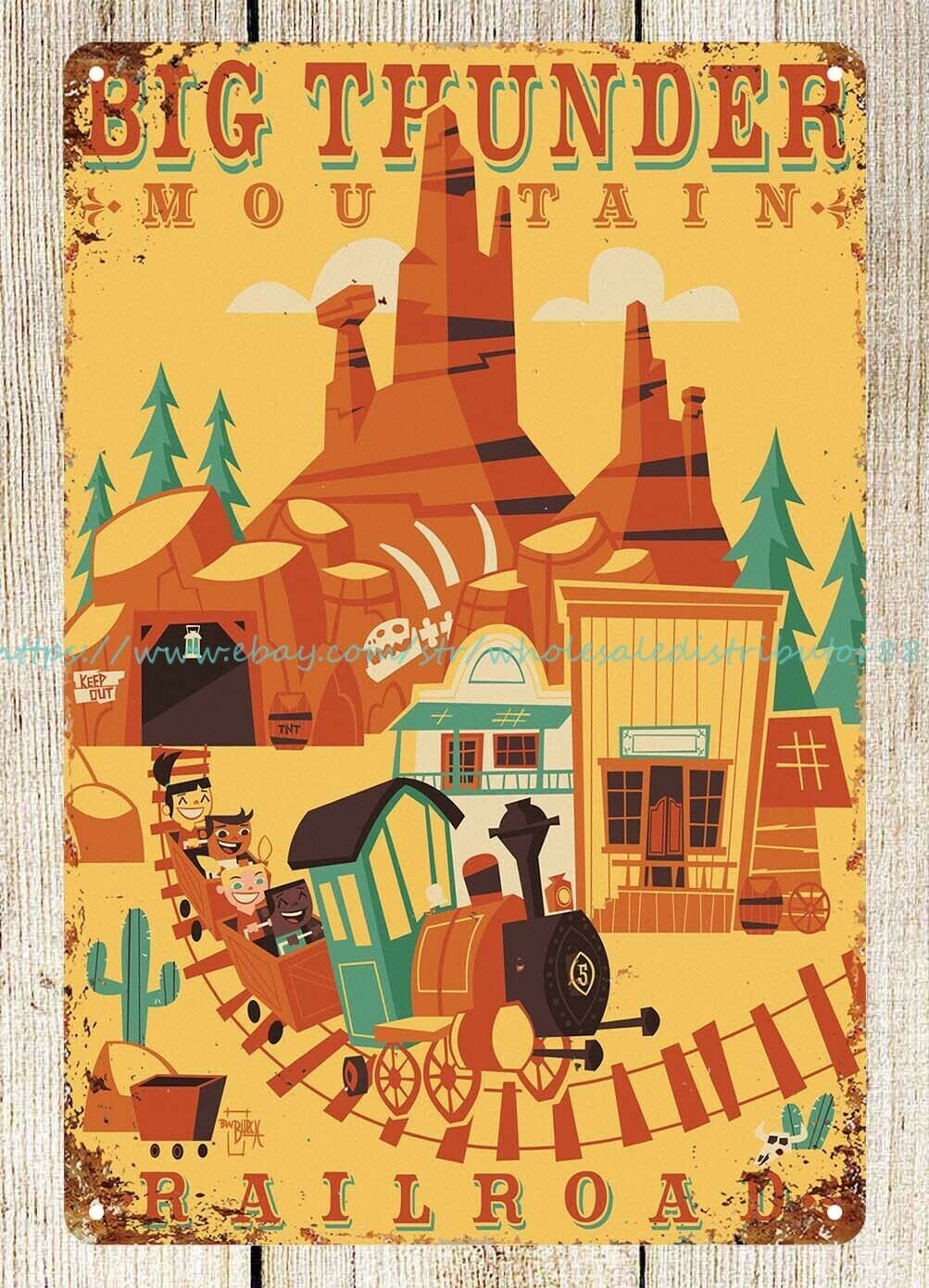 Big Thunder Mountain Railroad attraction metal tin sign affordable house