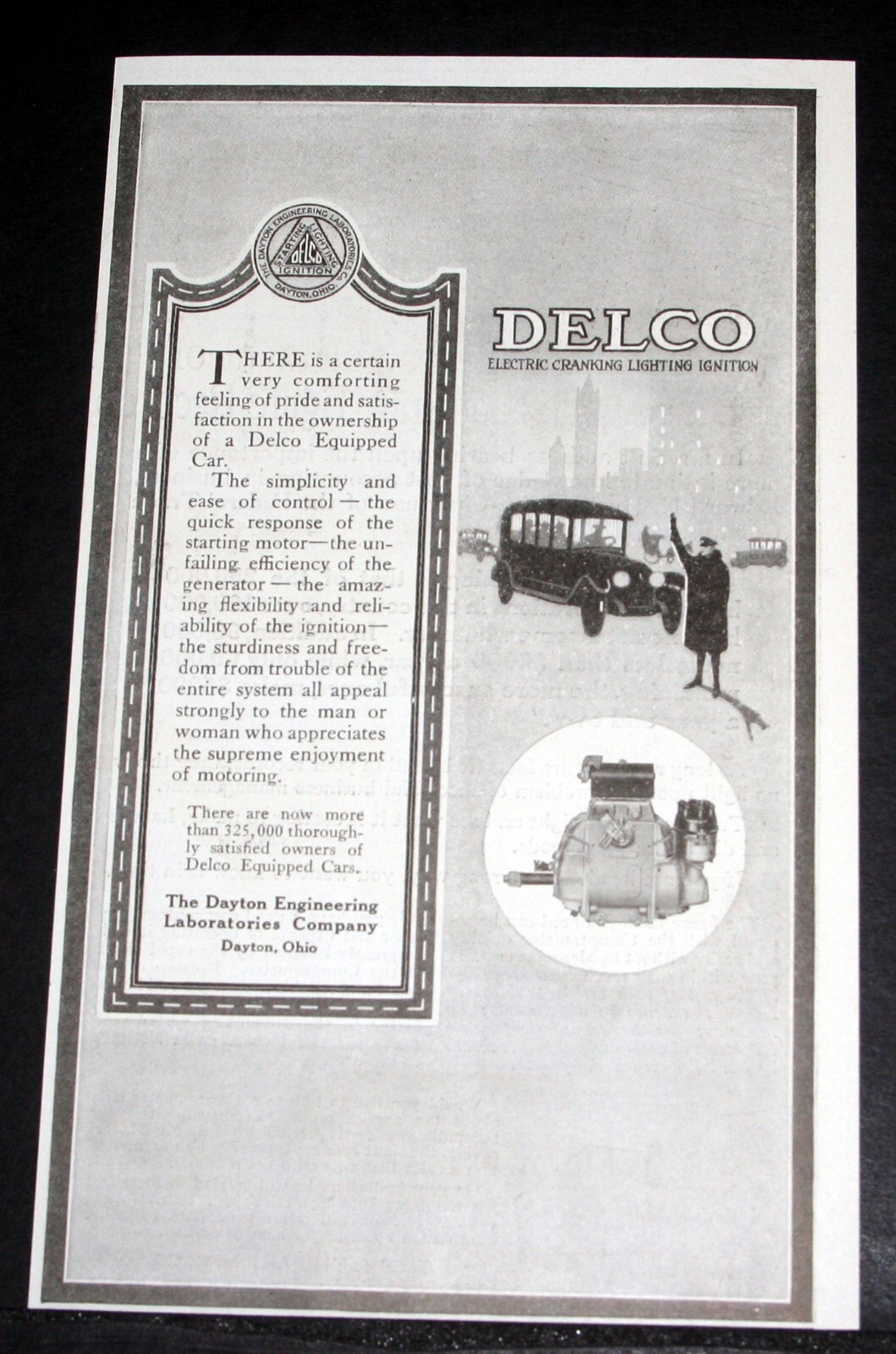 1916 OLD MAGAZINE PRINT AD, DELCO ELECTRIC SYSTEMS CRANKING, LIGHTING, IGNITION!