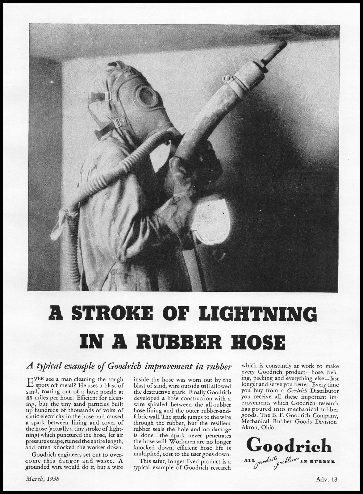 1938 BF Goodrich Company Akron Ohio Rubber Mask Photo Steampunk Vintage Print Ad
