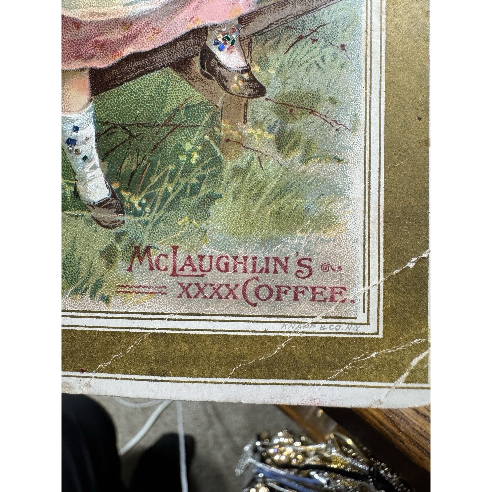 Victorian Trade Card Paper McLaughlin’s Coffee Ad Advertising Girl With Dog SEE
