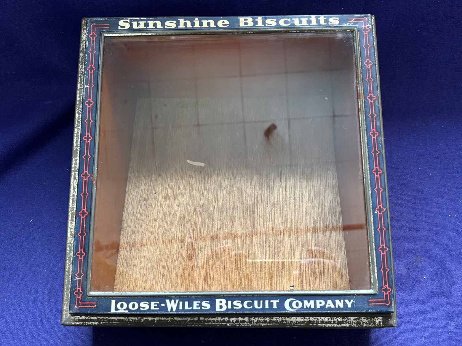 ANTIQUE SUNSHINE BISCUITS COUNTRY STORE COUNTERTOP DISPLAY ADVERTISING SIGN TIN