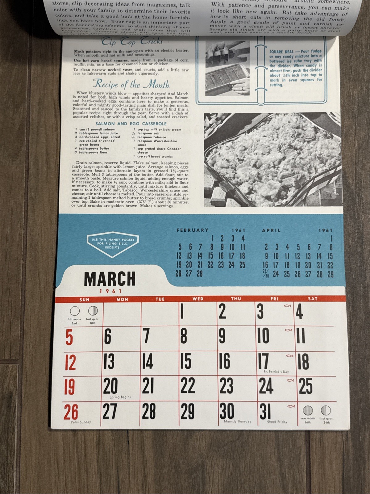 Complete Vintage 1961 Puppy Dog Wall Calendar TV Sales Advertising from Illinois