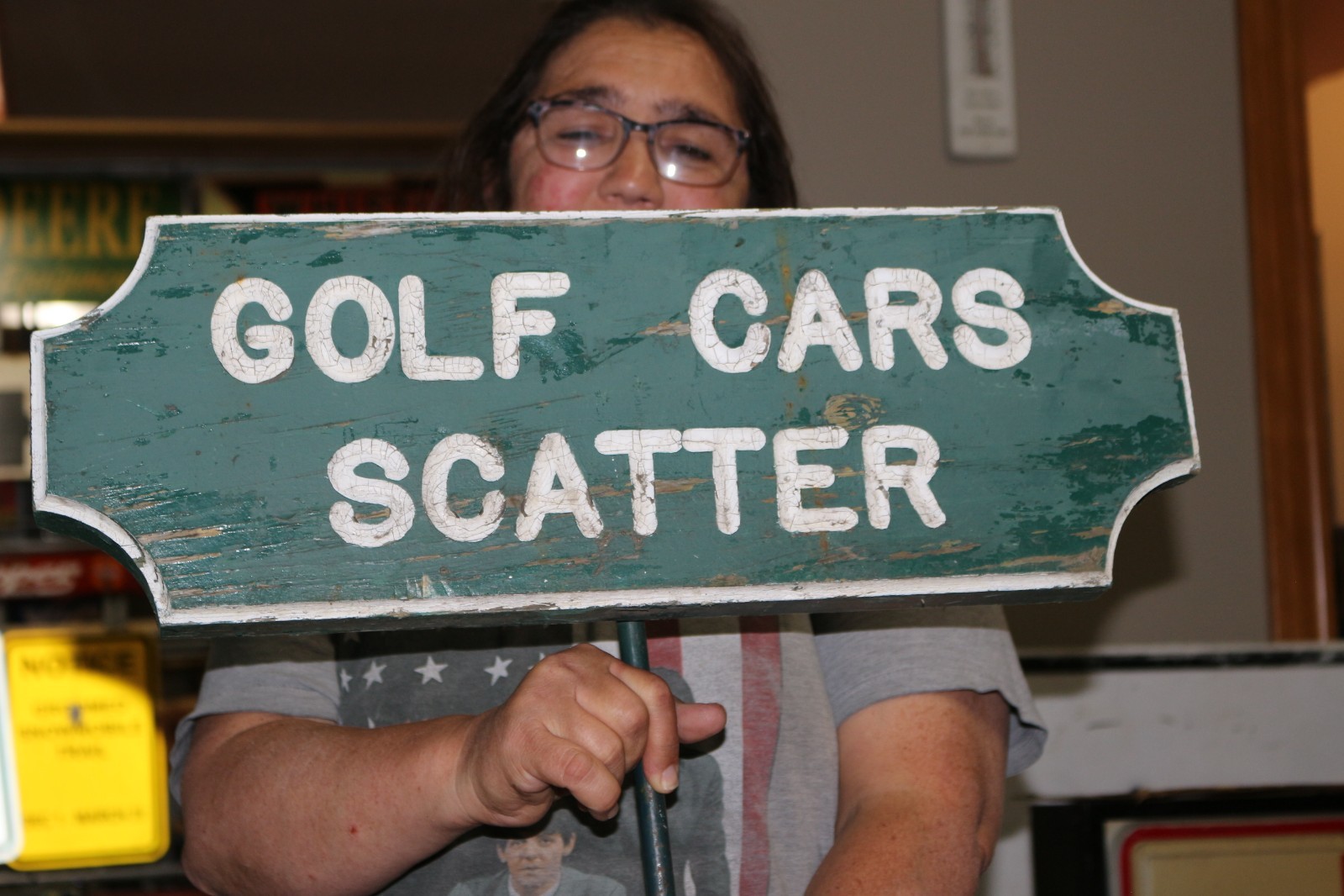 Vintage 1960’s Golf Cars Scatter Golf Course Cart 21″ Carved Wood Sign