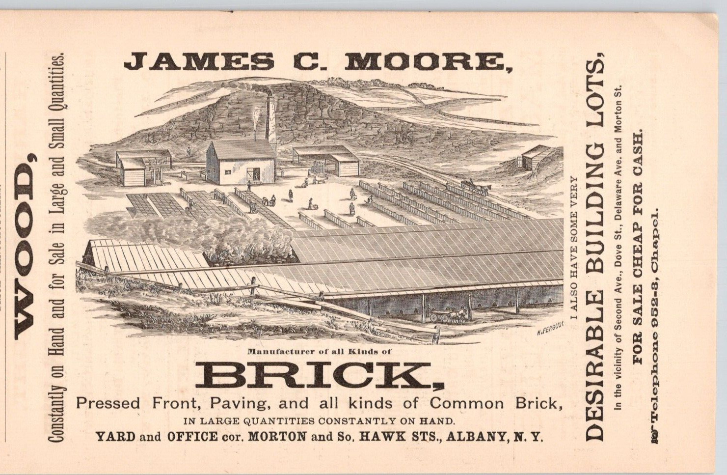 1899 James C Moore Brick of All Kinds Wood for Sale Albany NY Print Ad